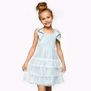 Sequin Tiered Baby Doll Dress with Bow Straps-Dress-Hannah Banana-4-BLUE-Urbanheer