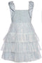 Sequin Tiered Baby Doll Dress with Bow Straps-Dress-Hannah Banana-4-BLUE-Urbanheer