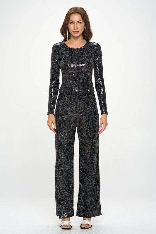 Sequins Long Sleeve Crop Top-New Arrival-Reneecollection-Small-BLACK-Urbanheer