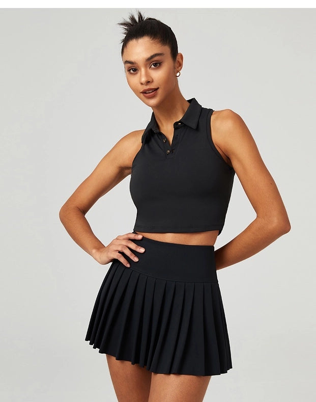 Serena Classic Pleated Tennis Skirt Black-Skirt-91thelabel-S-Urbanheer