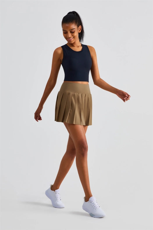 Serena Classic Pleated Tennis Skirt Deep Khaki-Skirt-91thelabel-S-Urbanheer