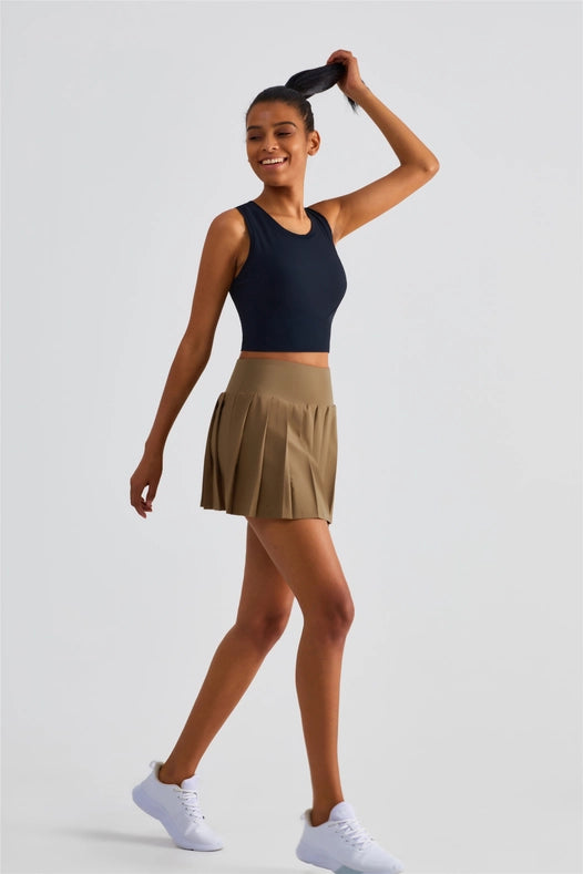Serena Classic Pleated Tennis Skirt Deep Khaki-Skirt-91thelabel-S-Urbanheer