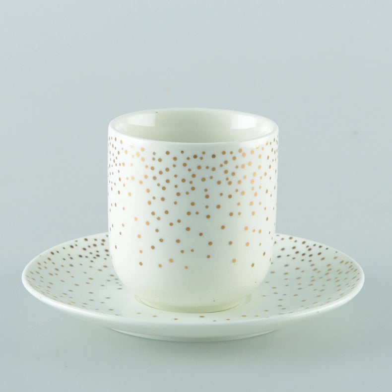 Set of 6 Coffee Cups 90ML Golden Plumetis-Cups-AULICA-SUN ITEM: D8.2xB4.8xh9.6 SUN BOX: 20x15x10-Urbanheer