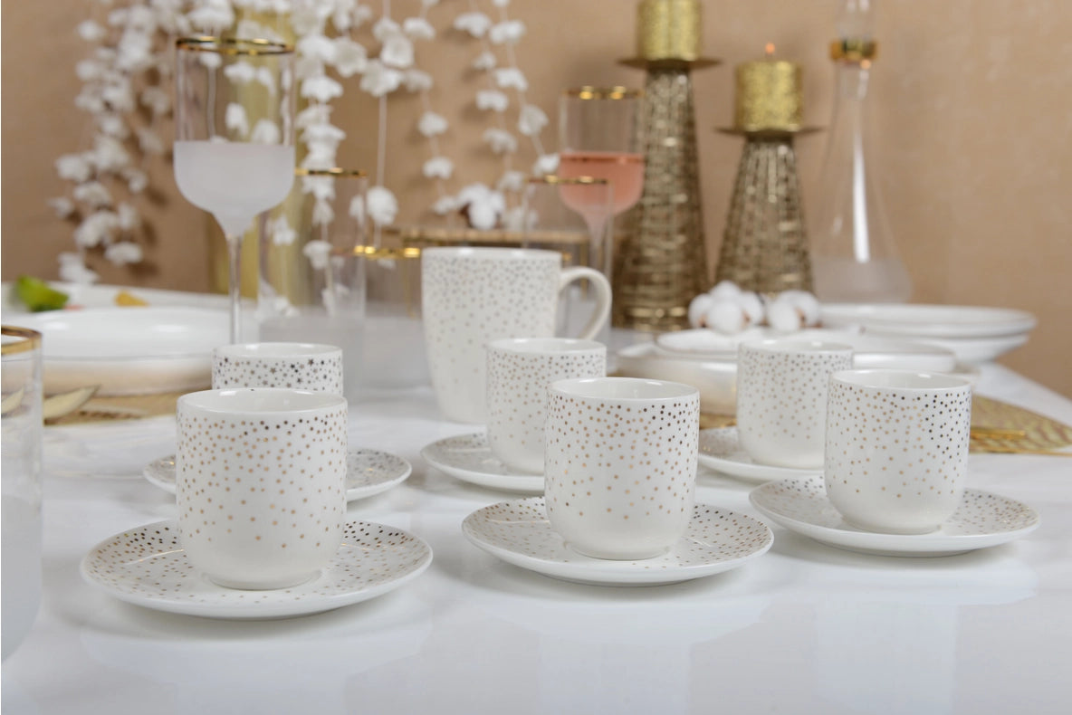 Set of 6 Coffee Cups 90ML Golden Plumetis-Cups-AULICA-SUN ITEM: D8.2xB4.8xh9.6 SUN BOX: 20x15x10-Urbanheer