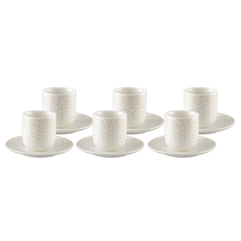 Set of 6 Coffee Cups 90ML Golden Plumetis-Cups-AULICA-SUN ITEM: D8.2xB4.8xh9.6 SUN BOX: 20x15x10-Urbanheer