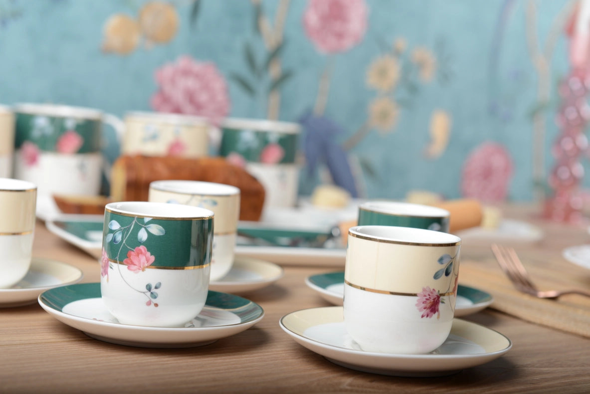 Set of 6 Floral Coffee Cups-Cups-AULICA-5.1X3.9X5.5CM-Urbanheer