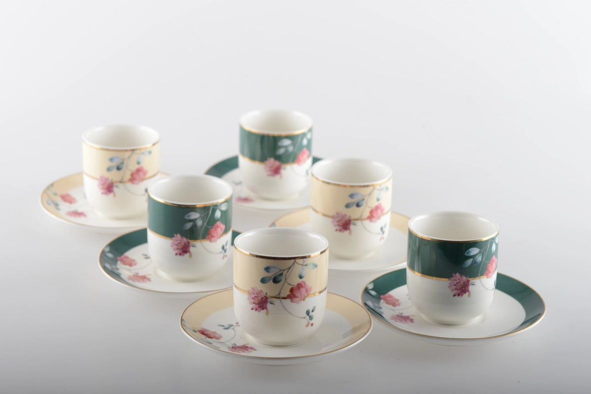 Set of 6 Floral Coffee Cups-Cups-AULICA-5.1X3.9X5.5CM-Urbanheer