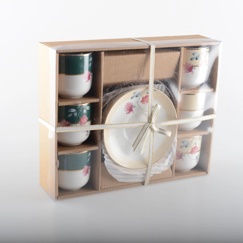 Set of 6 Floral Coffee Cups-Cups-AULICA-5.1X3.9X5.5CM-Urbanheer