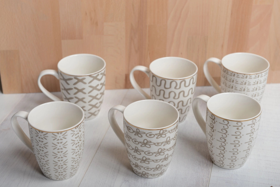 Set of 6 Geometric Mugs 350ML-Mugs-AULICA-D8.5xB5.5xH10.2-Urbanheer