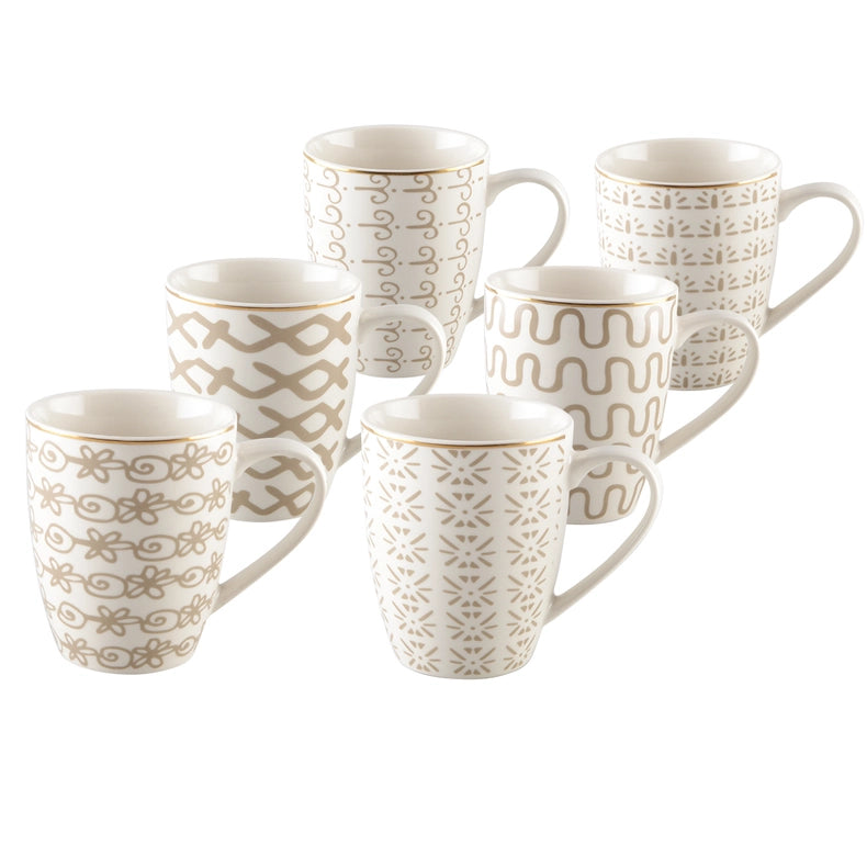 Set of 6 Geometric Mugs 350ML-Mugs-AULICA-D8.5xB5.5xH10.2-Urbanheer