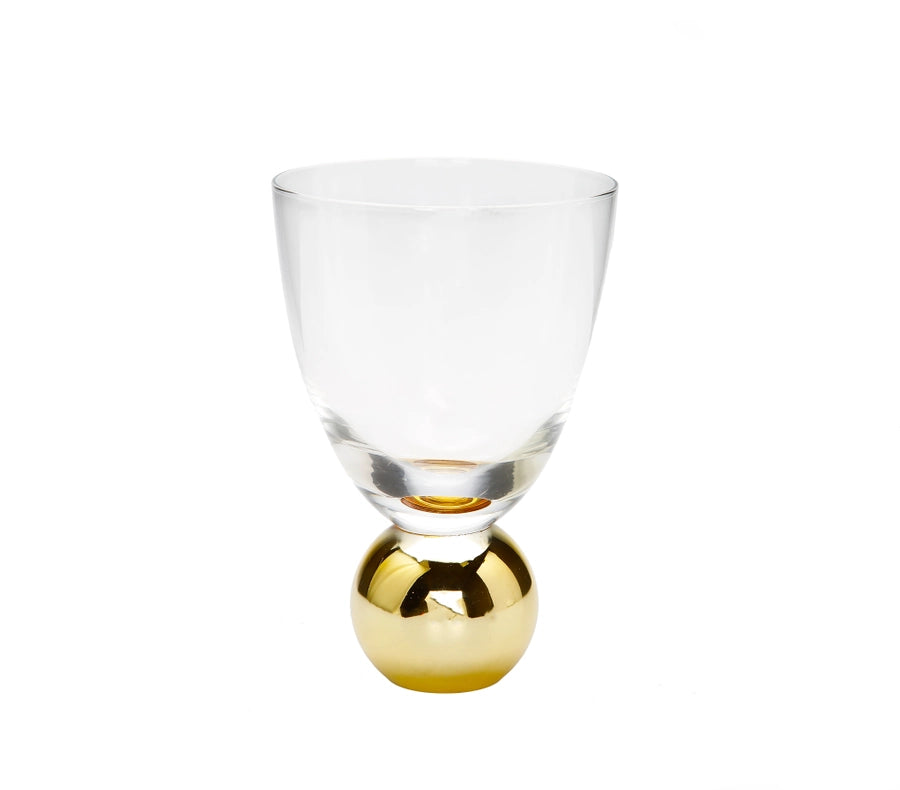Set of 6 Small Wine Glasses On Gold Ball Pedestal-Wine Glasses-CLASSIC TOUCH DECOR INC.-3.5 x 5 in (8.9 x 12.7 cm)-Urbanheer