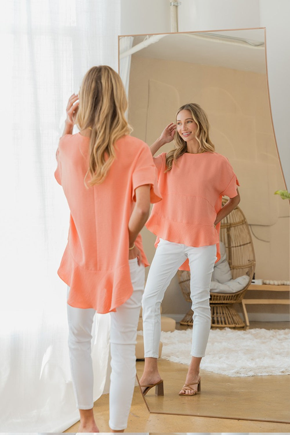 Sew In Love Round Neck Ruffled Top-Street 360-Coral-S-Urbanheer