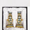 Shabbat Pair Of 2 Blue Floral Hamsa Hand Candle Holder-Candle Holder-Nouvelle Collections-Measuring 5 1/2" tall-Urbanheer
