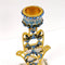 Shabbat Pair Of 2 Blue Floral Hamsa Hand Candle Holder-Candle Holder-Nouvelle Collections-Measuring 5 1/2" tall-Urbanheer