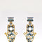 Shabbat Pair Of 2 Blue Floral Hamsa Hand Candle Holder-Candle Holder-Nouvelle Collections-Measuring 5 1/2" tall-Urbanheer