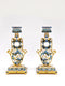 Shabbat Pair Of 2 Blue Floral Hamsa Hand Candle Holder-Candle Holder-Nouvelle Collections-Measuring 5 1/2" tall-Urbanheer