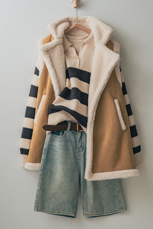 Sharp in Sherpa Vest-Vest-Fashion Week-ONE SIZE-CAMEL-Urbanheer