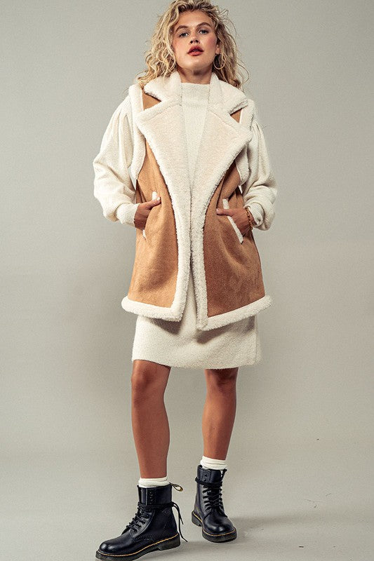 Sharp in Sherpa Vest-Vest-Fashion Week-ONE SIZE-CAMEL-Urbanheer