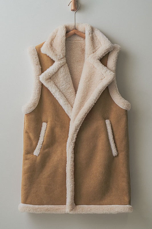 Sharp in Sherpa Vest-Vest-Fashion Week-ONE SIZE-CAMEL-Urbanheer