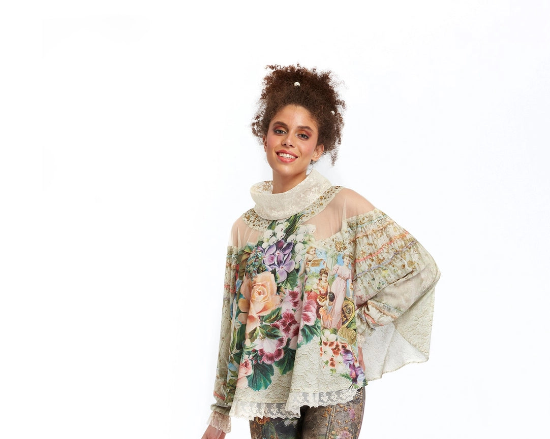 Shawl Blouse - Fortune in Flowerland-Blouse-IPNG Design-1-Urbanheer