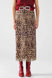 Sheer Long Leopard Print Bodycon Midi Skirt-Skirt-Q2-S-Brown-Urbanheer