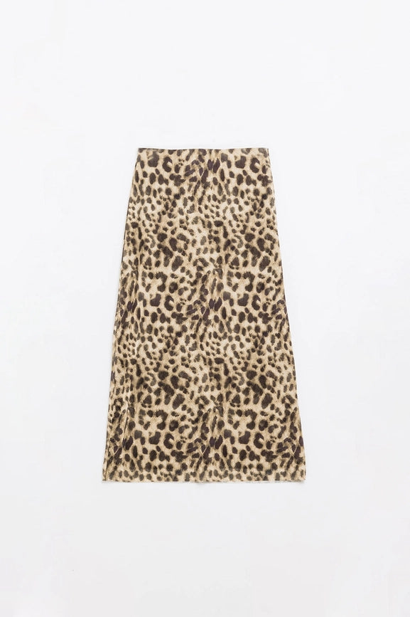 Sheer Long Leopard Print Bodycon Midi Skirt-Skirt-Q2-S-Brown-Urbanheer