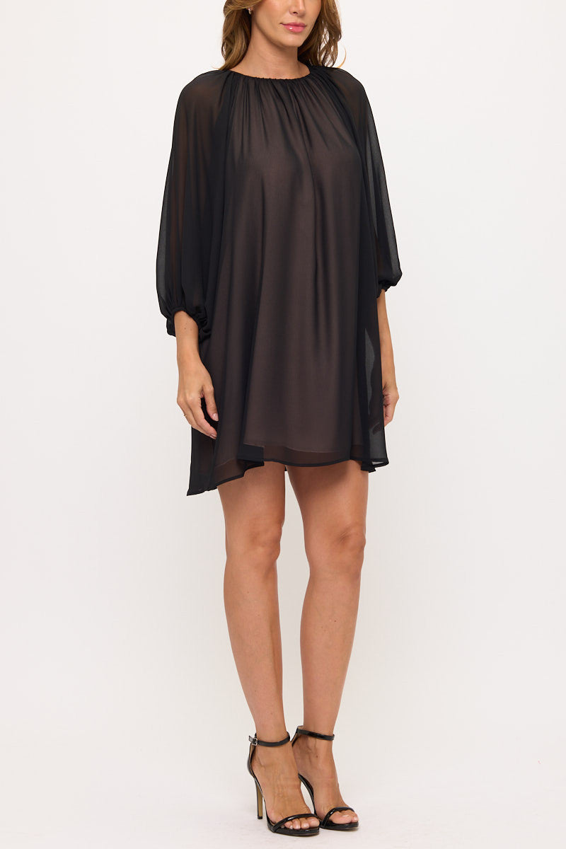 Sheer Overlay Mini Dress-2
