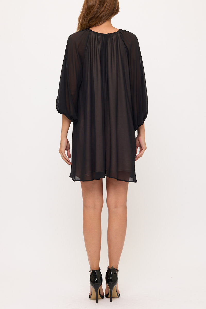 Sheer Overlay Mini Dress-3