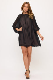 Sheer Overlay Mini Dress-0
