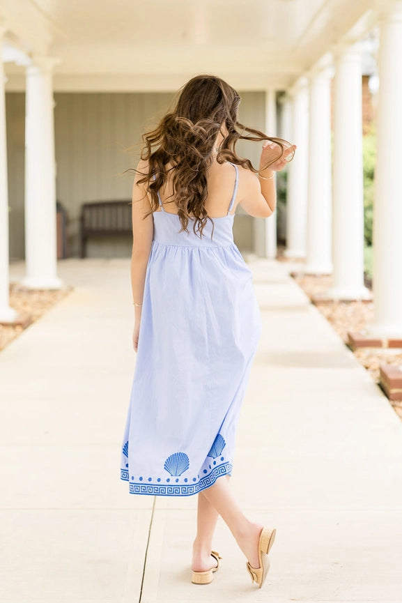 Shell Midi | Seaside Blue-Dress-The Coastal Crane-XS-Urbanheer
