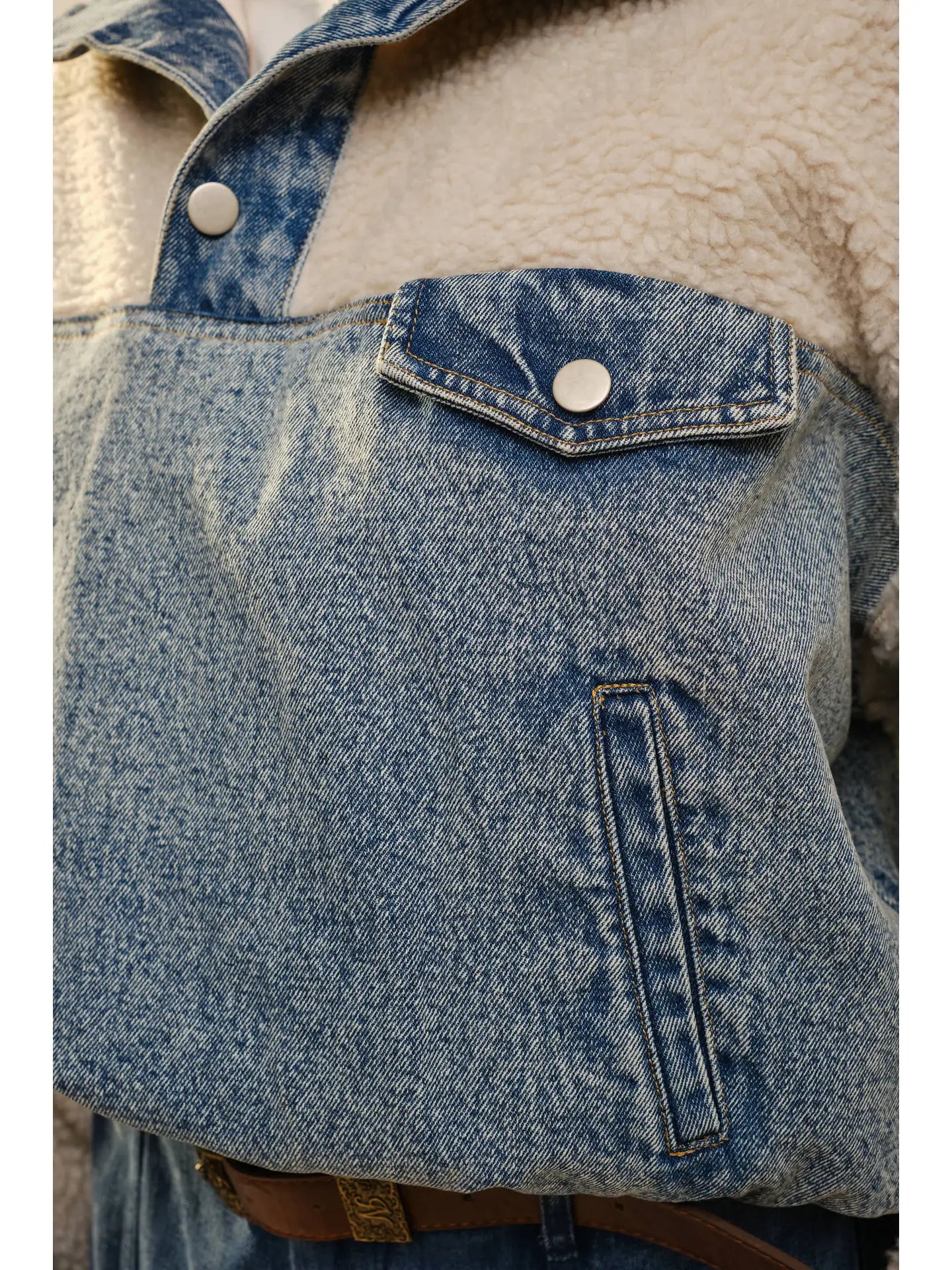 Sherpa Denim Quarter Zip Pullover