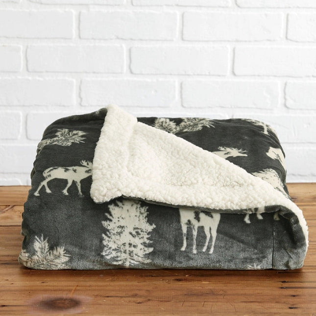 Sherpa Throw Blanket - Hudson Collection Forrest Animals