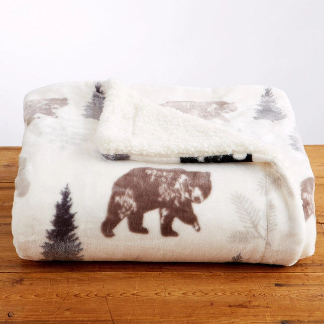 Sherpa Throw Blanket - Hudson Collection Rustic Bears