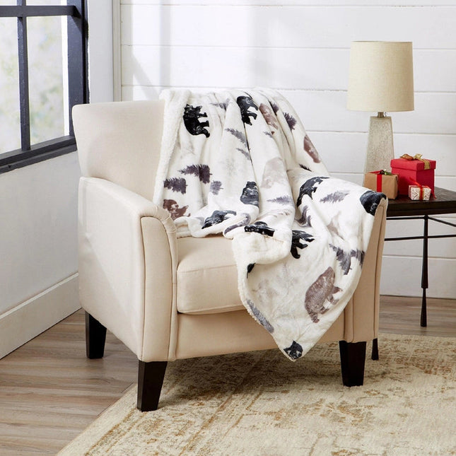 Sherpa Throw Blanket - Hudson Collection Rustic Bears