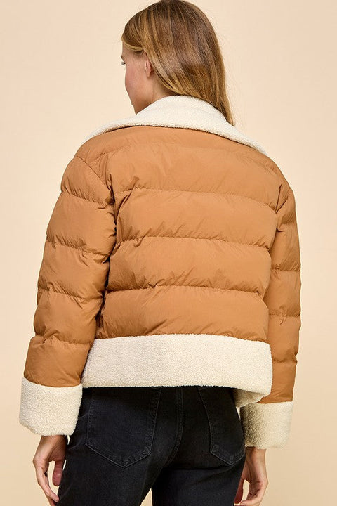 Sherpa Trim Padded Puffer Jacket-Puffer Jacket-TCEC-S-CAMEL-Urbanheer