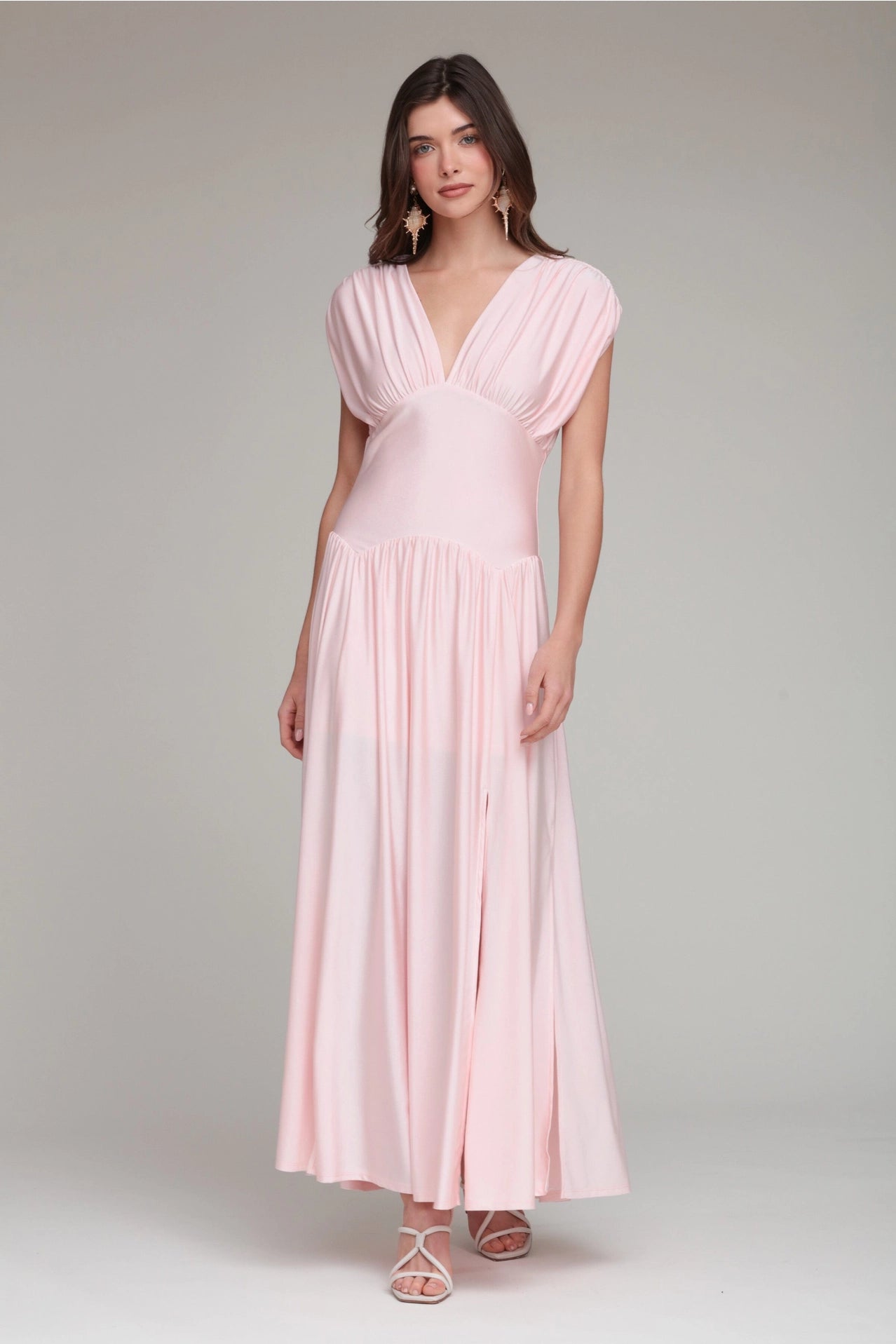Shirred Jersey Maxi Dress