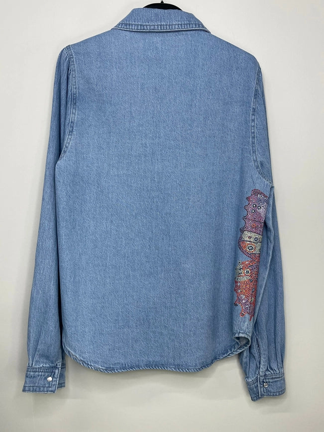 Shirt, Denim Shirred, Butterfly-Shirts-Moving Forward Designs-S-Urbanheer