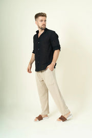 Shirt Men - Black 3/4 Sleeve-Shirt-Mayense-S-Urbanheer