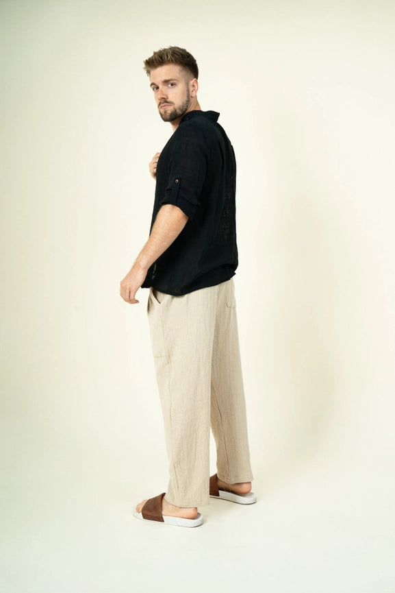 Shirt Men - Black 3/4 Sleeve-Shirt-Mayense-S-Urbanheer