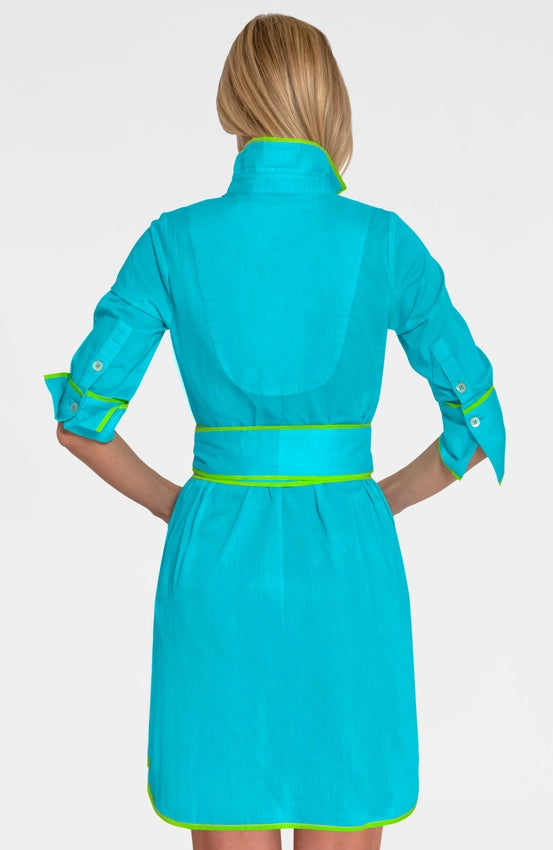 Shirt Tails Short Dress- Cotton Turquoise-Dress-Gretchen Scott LLC-XXS-Turquoise-Urbanheer