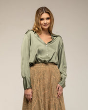 Shirt with Button Closure Silk, Wide Cuffs KAKHI-Shirt-Tantra-S-KAKHI-Urbanheer