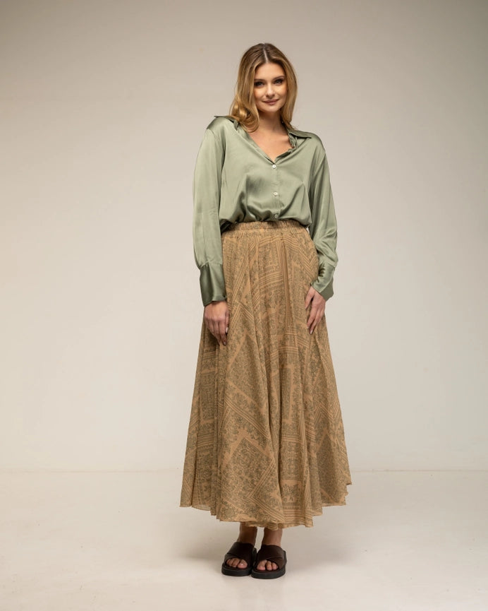 Shirt with Button Closure Silk, Wide Cuffs KAKHI-Shirt-Tantra-S-KAKHI-Urbanheer