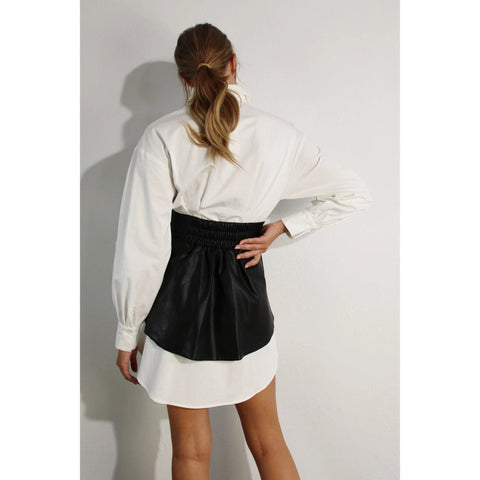 Shirts Dress with Wrap Skirt Set-Set-Mulla-S-WHITE-Urbanheer