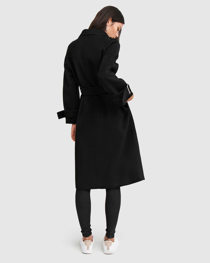 Shore To Shore Belted Wool Coat - Black-Coat-belle & bloom-XS-Urbanheer