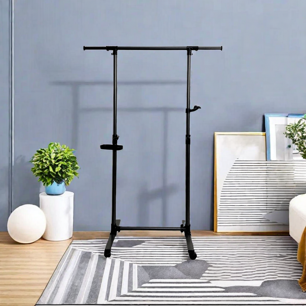 Short Clothing Racks for Hanging Clothes with Bottom Shelves and Wheels Heavy Duty Rolling Clothes-UH Decor-Default-Urbanheer