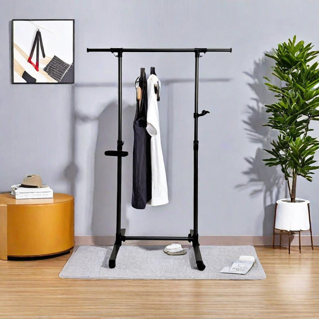 Short Clothing Racks for Hanging Clothes with Bottom Shelves and Wheels Heavy Duty Rolling Clothes-UH Decor-Default-Urbanheer