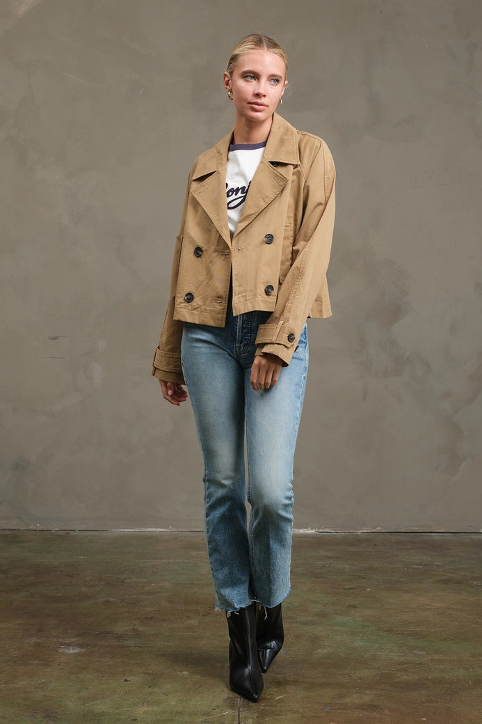 Short Double-Breasted Trench Jacket