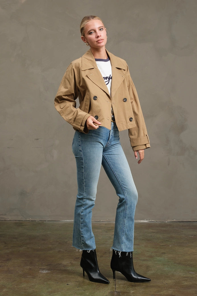 Short Double-Breasted Trench Jacket