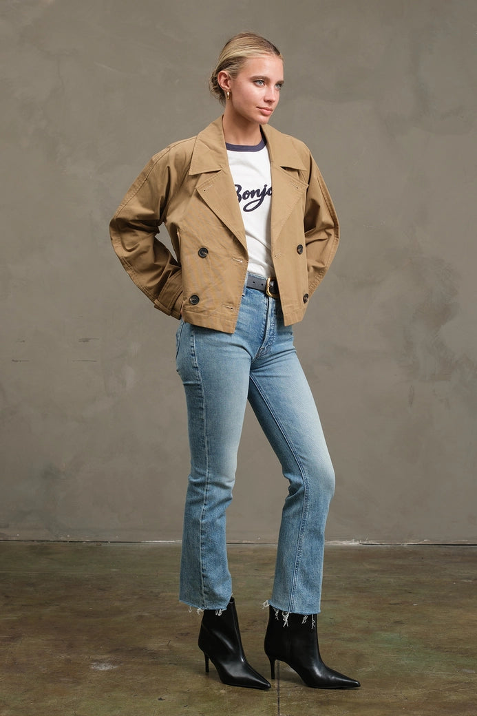 Short Double-Breasted Trench Jacket