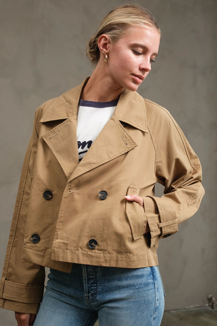 Short Double-Breasted Trench Jacket